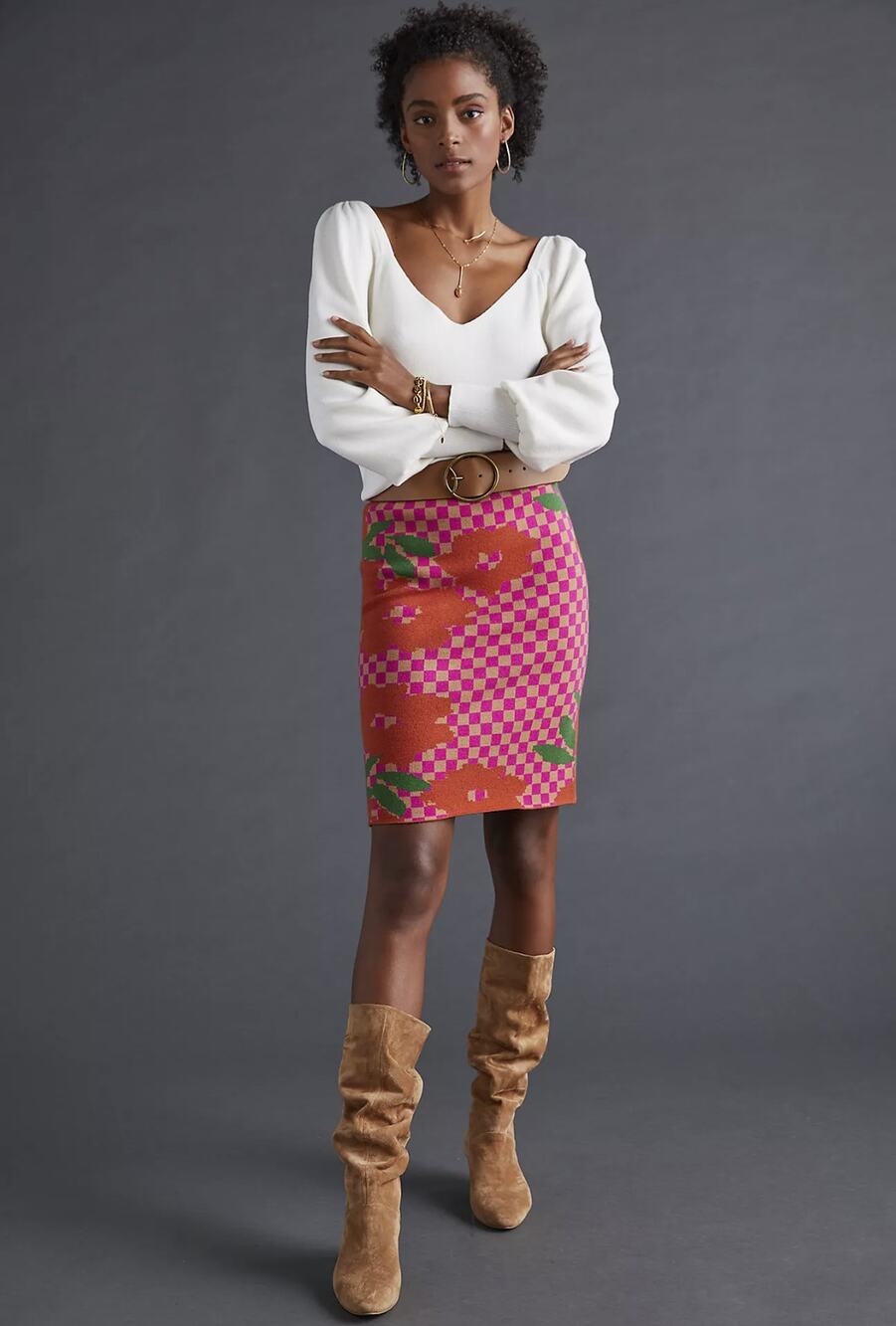 NEW Anthropologie Lucky Monday Blossom Sweater Mini Skirt - Size: 2